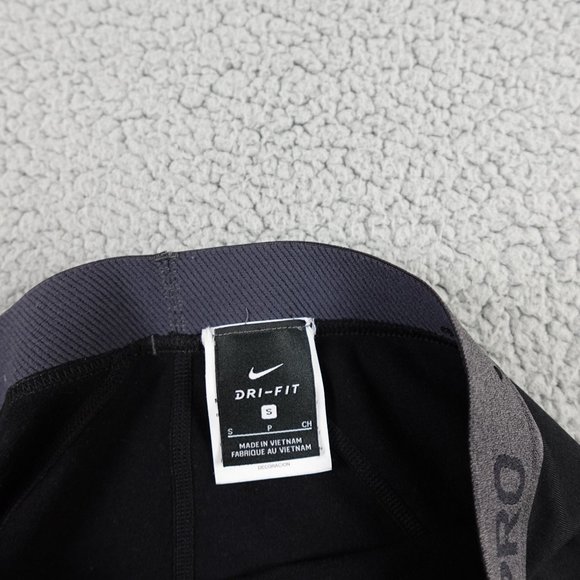 NIKE Pro Dri Fit Compression Leggings Womens Small Black Spell Out Run Training - Picture 12 of 16